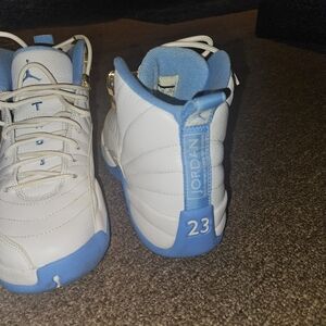 Jordan Kids' White and Light Blue Sneakers
